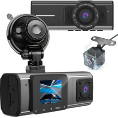 DDKUS Dash Cam Auto spoguļa kamera priekšējā un aizmugurējā kamera automašīnām 170° platleņķa WDR ar 1,5 collu LCD displeju Nakts redzamība 1080P FHD DVR Automašīnas instrumentu paneļa kamera ar G-sensoru, WDR, stāvvietas uzraudzība