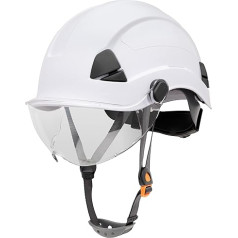 Honeywell FSH10001E Fibermetal Hard Hat ar vizieri, aizsargķivere celtniecībai, neaizsegta, zoda siksna ar 4 punktu sprādzi, 6 punktu sprūdrata stiprinājums, izturīga pret ekstrēmām temperatūrām, balta krāsā