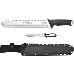 CAMILLUS 19818 Carnivore Inject Mačete ar instrumentu nazi un maksti 30,5 cm Titāna līmēta 420 tērauda asmens ABS rokturis Sudraba / melns 45,7 cm