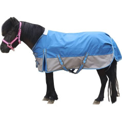 LEAFOREST 1200 Denier Wasserdichter Mini-Shetland-Teppich, Pony-Teppich, Fohlenteppich, Weidedecke (ohne Füllung), Blau / Grau, 106,7 cm