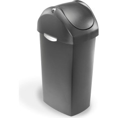 simplehuman CW1335 60L atkritumu tvertne ar grozāmo vāku, pelēka plastmasa, W 43.4cm x H 84.3cm x D 33.5cm