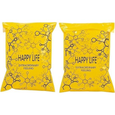 WENYOG Versandtaschen 50 Stücke Lila Farbe Kunststoff Logistik Versandtasche Bärendruck Kurierpostbeutel Selbstversiegelung Express Party Geschenke Aufbewahrungsbeutel (Yellow Happy Life, 38x52cm)