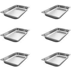 AcMax GN 1/1 Gastronorm trauki no nerūsējošā tērauda 8,5 litri, dziļums 65 mm, 6 gab. iepakojumā