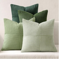 MIULEE 4 velvetes spilvenu pārvalku komplekts, Patchwork spilvenu pārvalki, mīksts dekoratīvs spilvens, moderns neredzams rāvējslēdzējs, dīvāna spilvens, dekoratīvs spilvens dīvānam, viesistabai, guļamistabai, zaļa sērija, 45 x 45