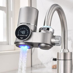 Ūdens filtra krāns ar LED displeju, ūdens filtrs dzeramajam ūdenim virtuvei, novērš hloru, smagos metālus un slikto garšu, kaļķakmens filtra krāns ar zilu gaismu (iekļauts filtrs x 1)