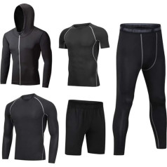 HZQIFEI Men's Compression Shirt Sportswear Pack of 5 Quick-Drying Breathable Fitness Tracksuits Suit for Running Gym Fitness