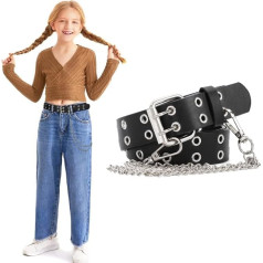 WERFORU Meiteņu josta Kids PU ādas jostas josta džinsu bikses Double Eyelet josta