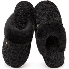 HomeTop Sieviešu Mule čības Alpaka Plastmasas siltas mīkstas mājīgas iekštelpu āra čības ar pūkainu apkakli