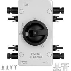 KarlKers IP66 Solar PV DC ātrs atvienošanas slēdzis 64 amp, 1000V Solar Combiner Box, PV saules paneļu izolatora slēdzis ar saules kontaktdakšu saules enerģijas sistēmai, ārpus/uz elektrotīkla saules sistēmai, motorhome un laivām