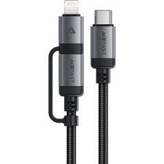 Acefast USB-C kabelis - USB-C / Lightning 60W 480Mb/s 3A 1,2 m - melns