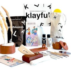 Gaisa žāvēšanas māla komplekts - 1,5 kg terakotas māla, darbarīki, birste, līmējošā grunts, krāsas, aizsargpārklājums, instrukcija un darba spilventiņš (terakotas māls - bez krāsvielām)