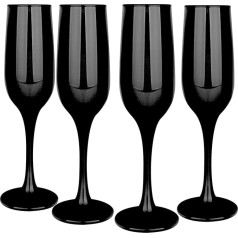 Glasmark Krosno glāžu komplekts 4 glāzes 0,2 litra šampanieša glāze šampanieša glāzes glāzes dzirkstošajam vīnam glāzes vīna glāzes vīna glāzes melnas 4 x 200 ml