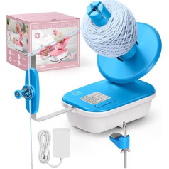 MIAOKE Adāmadatu uztvērējs adīšanai, vilnas veltnis, viegli uzstādāms un lietojams, izturīgs dzijas uztvērējs ar metāla rokturi, praktisks bumbiņu uztvērējs dzijai uz galda, vilna, zils