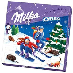 Milka & OREO Adventes kalendārs 1 x 284 g I Adventes kalendārs ar šokolādi un OREO cepumiem I Ziemassvētku kalendārs I Šokolādes Adventes kalendārs I ar Milka Šokolādes saldumiem Alpu piens un OREO