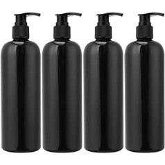 Housoutil Pack of 4 Soap Dispensers, Black, 500 ml Pump Dispenser for Shampoo, Hand Wash, Lotion, Durable Refillable Soap Dispenser, Shampoo Dispenser for Kitchen, Bathroom