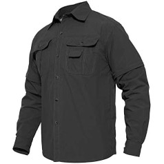 MAGCOMSEN Outdoor Shirts Vīriešu safari krekls ar noņemamām piedurknēm Ātri žūstošs elpojošs taktiskais krekls Viegls pārgājienu krekls