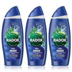 Radox For Men Shower Therapy 2 vienā dušas želeja un šampūns fenhelis un jūras minerāli 3x500ml pudelītes