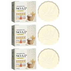 PICKX Rice Water Shampoo Soap Prevents Hair Loss and Repairs Dry and Damaged Hair Thoroughly Cleans and Nourishes Healthy Hair and Hair Grows Moisturised and Odourless Solid (3 Pieces)