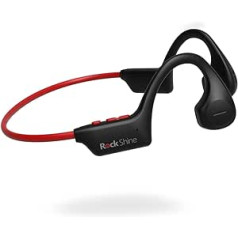 RockShine Conduction OpenAir austiņas — Bluetooth, uzlādējamas, paredzētas sporta un fitnesa aktivitātēm (sarkanas)