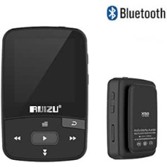 Ruizu X50 Mini Sport Clip Bluetooth MP3 atskaņotājs 8GB mūzikas atskaņotājs Atbalsts TF karte FM radio ierakstīšana E-grāmatas hronometrs (melns)