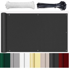 GLIN Balkona robeža Balkona nojume Balkona nojume Bez urbšanas Vēja aizsardzība Balkons Pārdod pa metriem Audums Cieta plastmasa Ūdensnecaurlaidīga UV aizsardzība Necaurspīdīgs balkona privātuma ekrāns Privātums Patio Antracīts 80 x