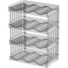 Mustbeau Pudeļu statīvs Stackble 4 gabali Plastmasas ledusskapja pudeļu organizators Vīna pudeļu turētājs plaukta skapis Ūdens pudeļu uzglabāšana Caurspīdīgs vīna statīvs tur plauktu statīvs virtuves birojam
