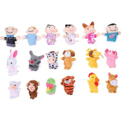 Alasum 54 gabali pirkstu lelles Dzīvnieki Animarus rotaļlietas Āra rokas rotaļlieta lelle Ģimenes lelles Semmeling lelles bērniem Karikatūra Plīša rotaļlieta Rokas dzīvnieku figūra Teātra un leļļu rotaļu mājas piederumi