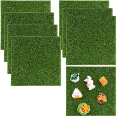 8 mākslīgo zālienu komplekts 15 x 15 cm Mākslīgā zāle Paklājs Miniature Mākslīgā zāle amatniecībai Mākslīgā sūna dekorēšanai DIY Miniature Gardens Micro Landscape Dollhouse Decorations