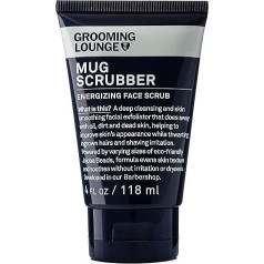 Grooming Lounge Mug Scrubber sejas skrubis - nodrošina drošu un maigu pīlingu - ekstrahē netīrumus un eļļas - iznīdē ieaugušos matiņus - uzlabo ādas maigumu un izskatu - nesatur cietsirdību - 118 ml