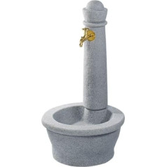 Izturīga dārza strūklaka ar dabīgā akmens izskatu pelēkā krāsā. Izmēri: augstums 1 metrs, platums 54 cm un dziļums 58 cm.
