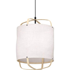 EGLO Surfleet piekaramais gaismeklis ēdamgaldam ar 1 spuldzi, tekstillampa ēdamistabai ar dabas dizainu, lina piekaramais gaismeklis bēšā krāsā, bambusa un metāla melnā krāsā, ligzda E27