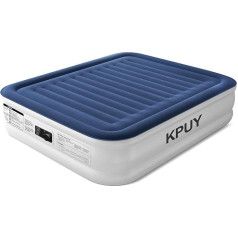 KPUY pneimatiskā gulta 2 personām, piepūšamais matracis ar iebūvētu sūkni, pneimatiskais matracis, pašpiepūšams/izpūšams 3 minūtēs, piepūšamā gulta kempingam un lietošanai mājās, viesu gulta, 203 x 152 x 46 cm, zils