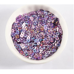 Apdares šūšanai, lāzera apaļie fices konfetti fices šūšanas komplekts Rokdarbu nagu mākslas dekoratīvie spīdīgie fices Māksla un amatniecība (krāsa: violeta, izmērs: 0,1 collas, 3000 gab.)