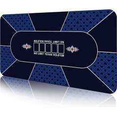 CONTINUE Pokera galda paklājs 8-10 spēlētājiem Texas Hold'em pokera paklājs Profesionāls neslīdošs gumijas pokera galda virsma ar somu pokera spēlēm, blekdžeka spēlēm, kazino (taisnstūra formas, zils)