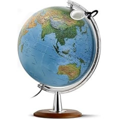 DP 4029 Leuchtglobus: , Doppelbild, verchromter Meridian, Echtholzfuß: Großer Leuchtglobus 40 cm Durchm., Doppelbild, verchromter Meridian, Echtholzfuß: Kartenbild: (Klassischer Globus): fiz./polit (Klassischer Globus)