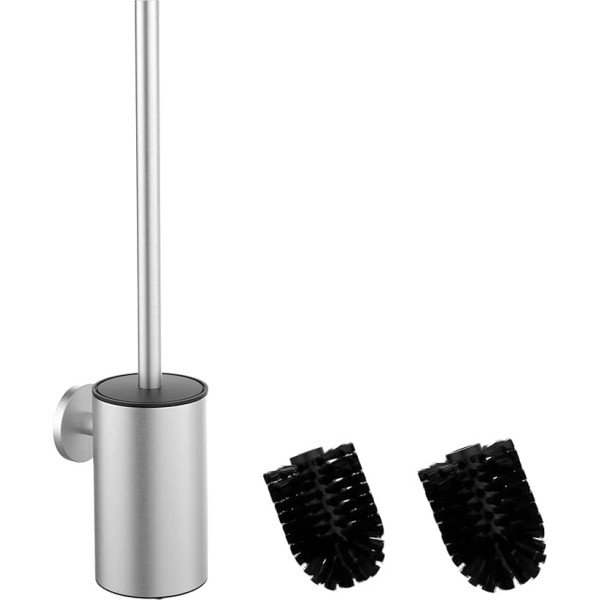 Mozmmhi tualetes birste no 304 nerūsējošā tērauda, tualetes birstes komplekts ar sienas stiprinājumu un tualetes birstes turētāju - komplektā ietilpst 2 birstes galviņas (apaļas sudraba krāsā)