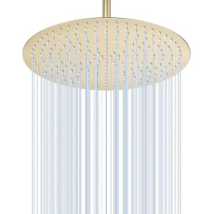 KINLIV 40 cm apaļa zelta lietus dušas galva, liela, 16 collu ūdenskrituma dušas galva, ūdens taupīšanas, pilnībā no metāla, 304 nerūsējošais tērauds, griestu lietus dušas galviņas ar 230 silikona sprauslām pret aizsērēšanu