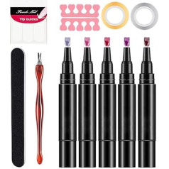 Nagellack-Stift - Stift für Nail Art | Gelstifte | Gelnagellack-Stifte für die Dekoration von Nägeln | 5 x Zeichnungs-Malerei | Nagellack-Set