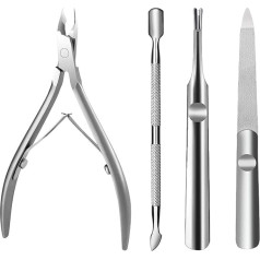 Honey Joy Nagelhautentferner-Set, Nagelhautschneider Nagelhautschieber mit Nagelhautzange, Edelstahl Pediküre Maniküre Nagelhautschneider Nagelhaut-Kit für Fingernägel & Zehennägel (HJ-NAT255)