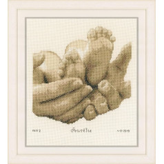 Vervaco Counted Cross Stitch Izšūšanas komplekti Bērnu dzimšanas Baby Baby's Feet Sienas apdare Handmade komplekts pieaugušajiem Creative Craft Aptuveni 22 x 23 cm Dzimšanas Dāvanu mājas apdare