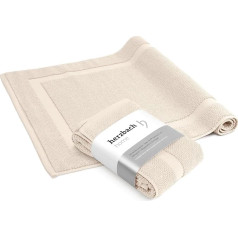 Herzbach home Dušas paklājiņš vannai, 100% kokvilna, 1000 g/m², absorbējošs, mazgājams (krēma, 50 x 80 cm, 2 gabali)