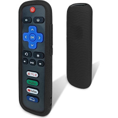 Roku tālvadības pults apvalks - videi draudzīgs silikona materiāls, izturīgs pret kritieniem, putekļu necaurlaidīgs, mazgājams, saderīgs ar lielāko daļu Roku tālvadības pults modeļu, Roku TV tālvadības pults apvalks (melns)