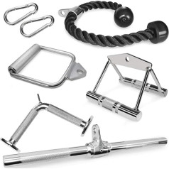 A2ZCARE Kabeļu mašīnu piederumi svaru celšanai, LAT Pull Down stiprinājuma V rokturis, V-veida stienis, Tricep virve, rotējošs taisns stienis