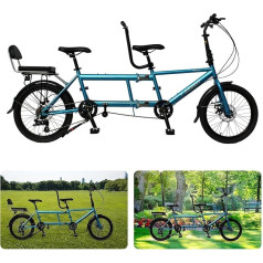 Tandēms riteņbraukšanai, klasisks tandēms pieaugušajiem, pludmales velosipēds, 20 collu riteņi, pilsētas tandēma saliekamais velosipēds, trīsvietīgs, 7 ātrumi, regulējams, maksimālā slodze 200 kg, zils, viens izmērs