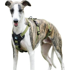 PAWORLD suņu drošības siksnas, pret vilkšanu suņiem, panikas siksnas suņiem, aizsargājošas siksnas pret bēgšanu, regulējamas, elpojošas vestes maziem, vidējiem un lieliem suņiem (zaļas, L)