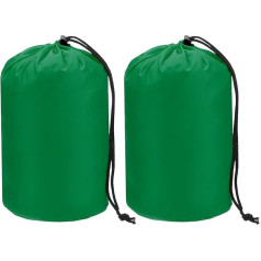 TIXIPEM Stuff Sack [2 gab.] - ūdensnecaurlaidīgs āra maisiņš mugursomai, ceļojumiem un pārgājieniem - [tumši zaļš-13 x 25 cm] Ultraviegls savelkams maisiņš ar aukliņu