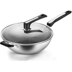 Wok indukcijai Nerūsējošā tērauda Wok 32 cm Wok panna bez pārklājuma Wok mazāk miglas Indukcijas trauki