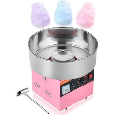 VEVOR Cotton Candy Machine 1000W elektriskā cukura vates pagatavošanas mašīna ar 38 cm nerūsējošā tērauda bļodu un cukura karoti, ražo konfektes konfektes dzimšanas dienas svinībām, rozā 3500RPM