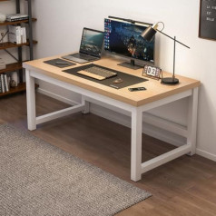 Moderner Computertisch für Zuhause und Büro, 99,1 cm, einfacher Schreib- und Gaming-Arbeitsplatz, stilvoller Arbeitstisch für Produktivität und Komfort, natürliches Finish, ideal für Zuhause und Büro
