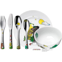 WMF bērnu galda piederumi ar vārdu gravējumu - galda piederumu komplekts Janosch 6 gabali personalizētas galda piederumu dāvanas ar graudaugu bļodu un šķīvi - Ziemassvētku dāvanas bērniem